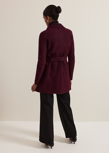 Phase Eight Lana Textured Drape Coats Burgundy Canada | CHNKBJ-087